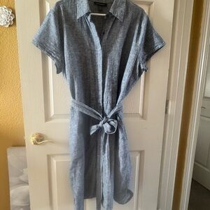 Ashley Stewart Blue Polo Collar Midi Dress